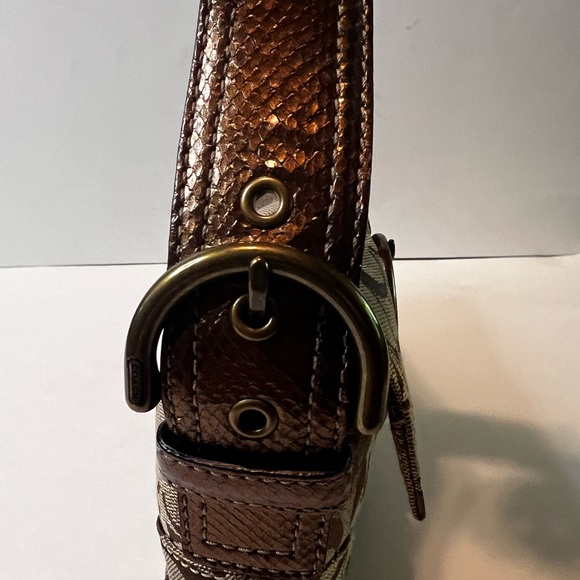 Coach Vintage 2005 Signature Flap Shoulder Bag W/Snake Skin Bronze  8K38 - Picture 3 of 15
